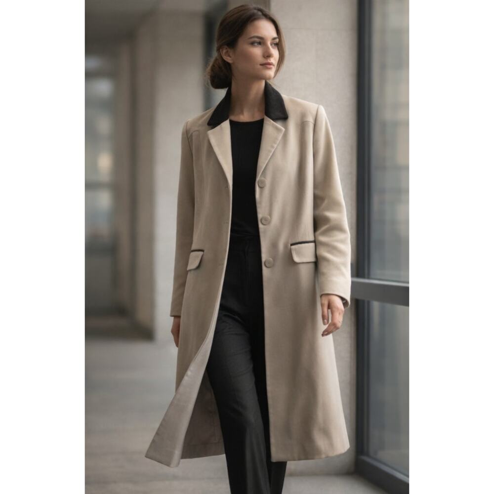 Vintage 1990s  Longline Coat Minimalist Quietlux Tailored Career Jacket 16 L/XL